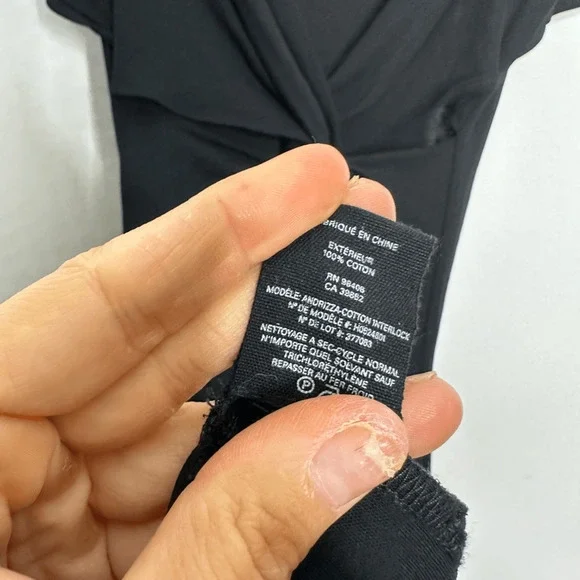 Theory Andrizza Twist Back Dress black cotton interlock midi womens size SMALL - Picture 7 of 8